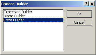 Select VBA Code Builder