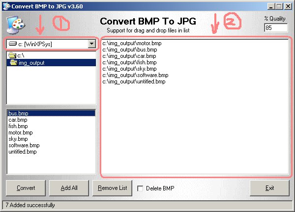 The easiest way to convert BMP image files to JPG / JPEG files