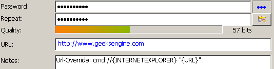 Open URL from KeePass in Internet Explorer.