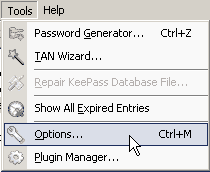 Open KeePass Options.