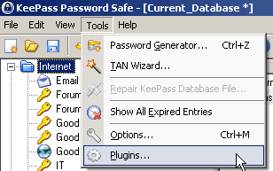 KeePass Plug-in Manager option.