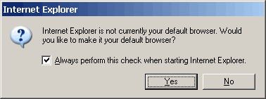 Set up Internet Explorer as your default browser