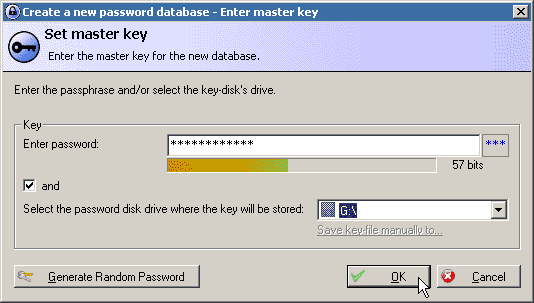 Select password key disk