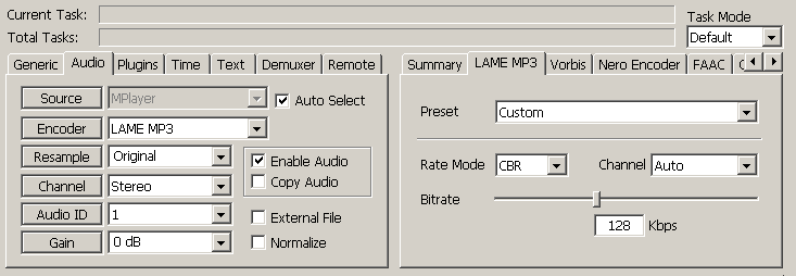 MediaCoder Audio Edition - select audio file format
