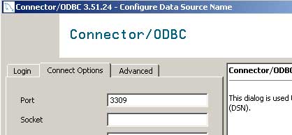Enter MySQL ODBC connection port information.