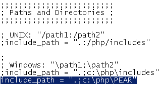 Include path for PEAR