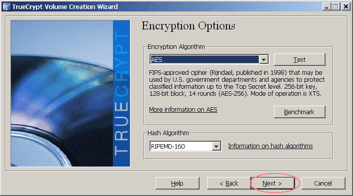 Choose encryption options