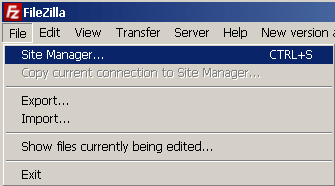 Site Manager in menu