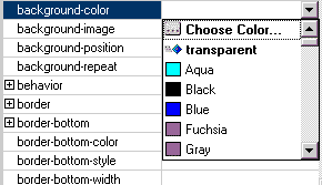 CSS background color drop down menu